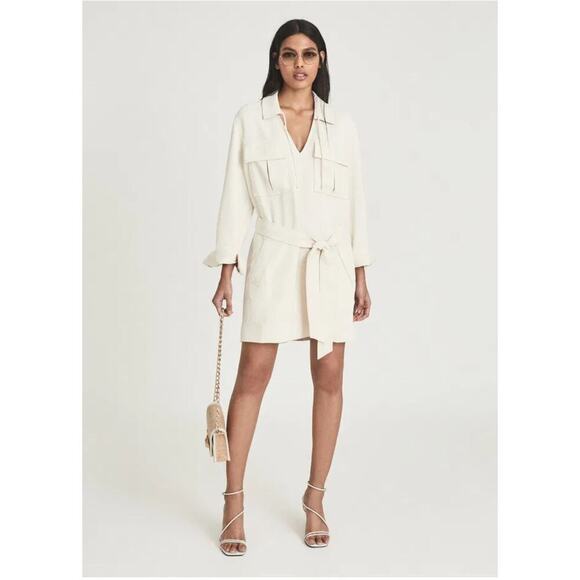 REISS women’s Lia Twin Pocket Overhead Dress size 6 Cream Resort wear - Picture 9 of 9